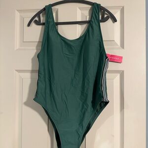 Target Green One-Piece Swimsuit Decorative multi-color sides 
Open back